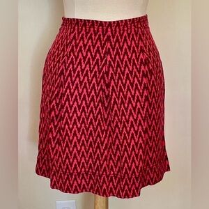 LOFT Pink Red Chevron Linen Blend Contemporary Mini Skirt Size 0